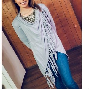 Gray Fringe Long Sleeve